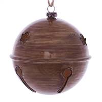 4" Brown Wood Grain Bell Orn 6/Bag