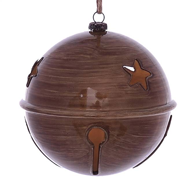 4.75" Brown Wood Grain Bell Orn 4/Bag