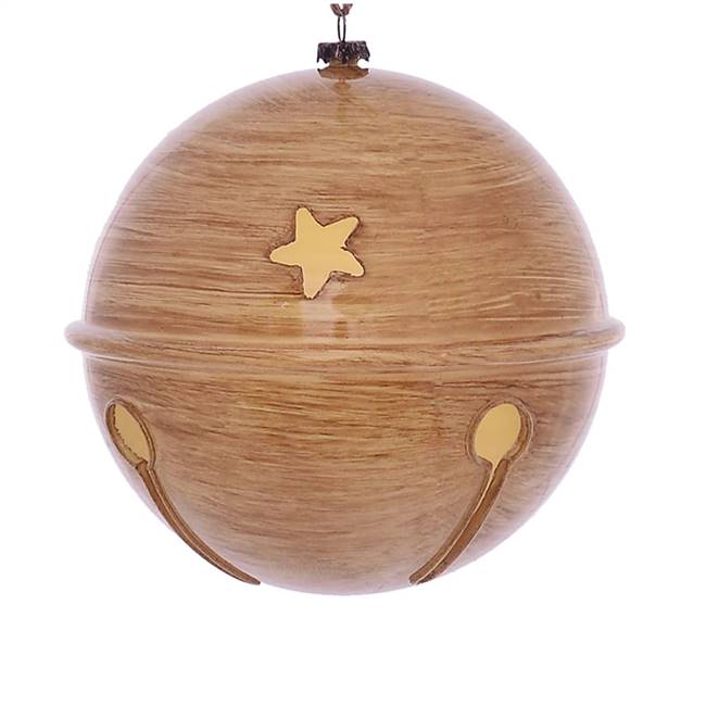 6" Tan Wood Grain Bell Orn 2/Bag