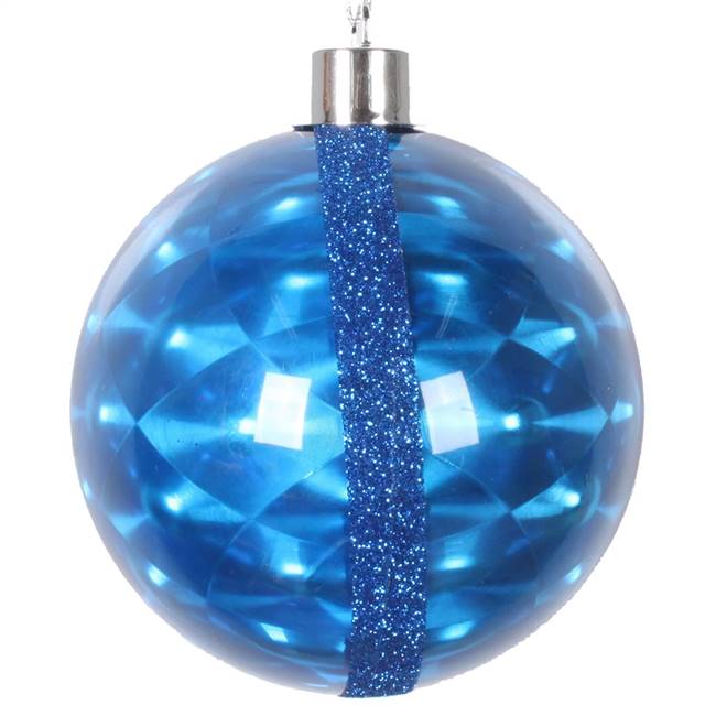4" Blue Glitter Reflector Ornament 4/Bag