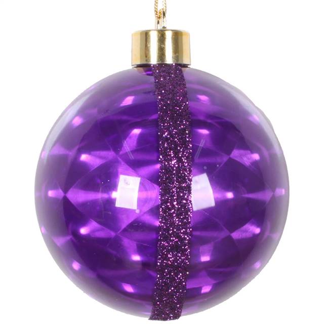 4" Purple Glitter Reflector Ornamnt 4/Bg