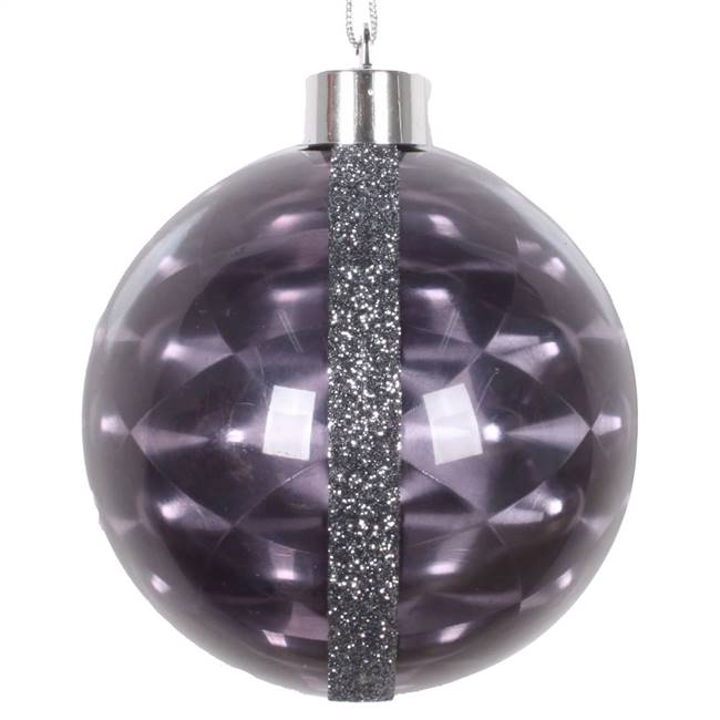 4" Black Glitter Reflector Ornament 4/Bg