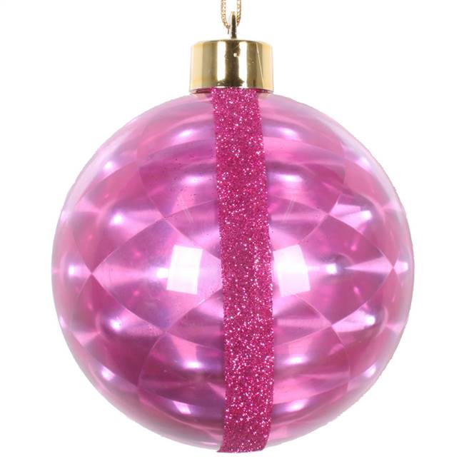 4" Cerise Glitter Reflector Ornamnt 4/Bg