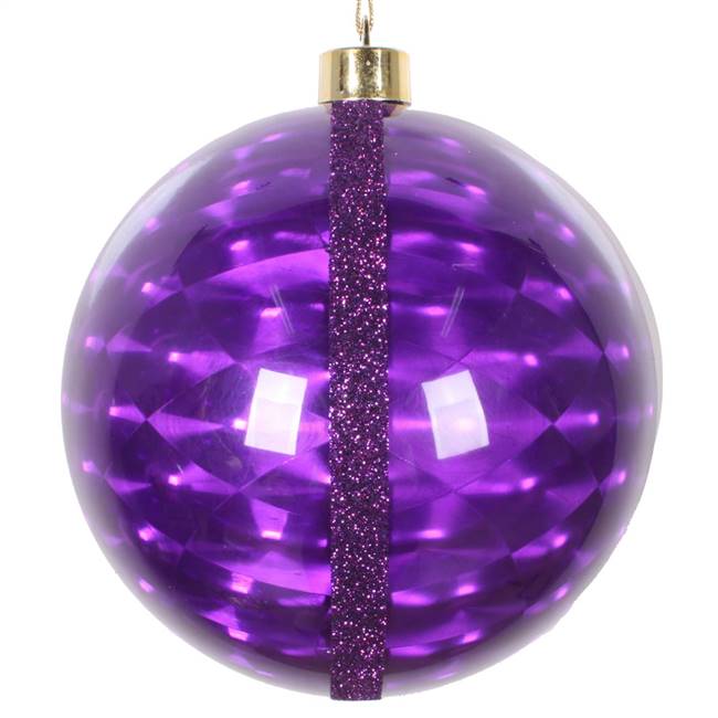 6" Purple Glitter Reflector Ornamnt 2/Bg