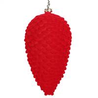 5" Red Flocked Pinecone Ornament 4/Bag