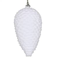 5" White Flocked Pinecone Ornament 4/Bag