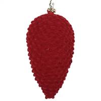 5" Burgundy Flocked Pinecone Orn 4/Bag