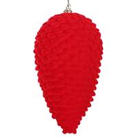 7" Red Flocked Pinecone Ornament 2/Bag