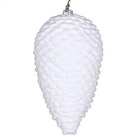 7" White Flocked Pinecone Ornament 2/Bag