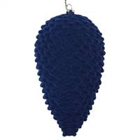 7" Midnight Blue Flckd Pinecone Orn 2/Bg