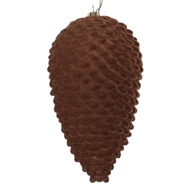 7" Chocolate Flocked Pinecone Orn 2/Bag