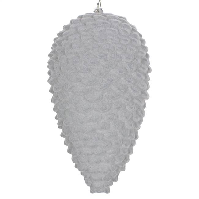 10" Silver Flocked Pinecone Ornament