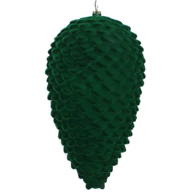10" Moss Green Flocked Pinecone Ornament