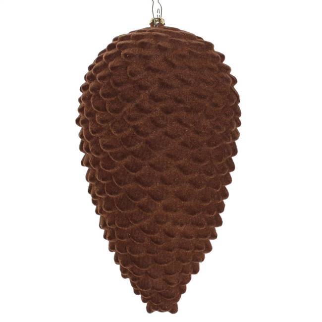 10" Chocolate Flocked Pinecone Ornament