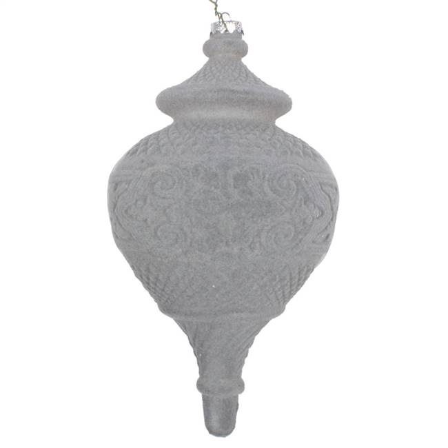 10.5" Silver Flocked Finial Ornament