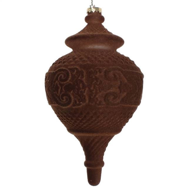 10.5" Chocolate Flocked Finial Ornament