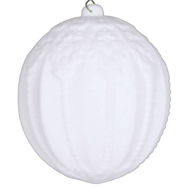 4" White Flocked Ball Ornament 3/Bag