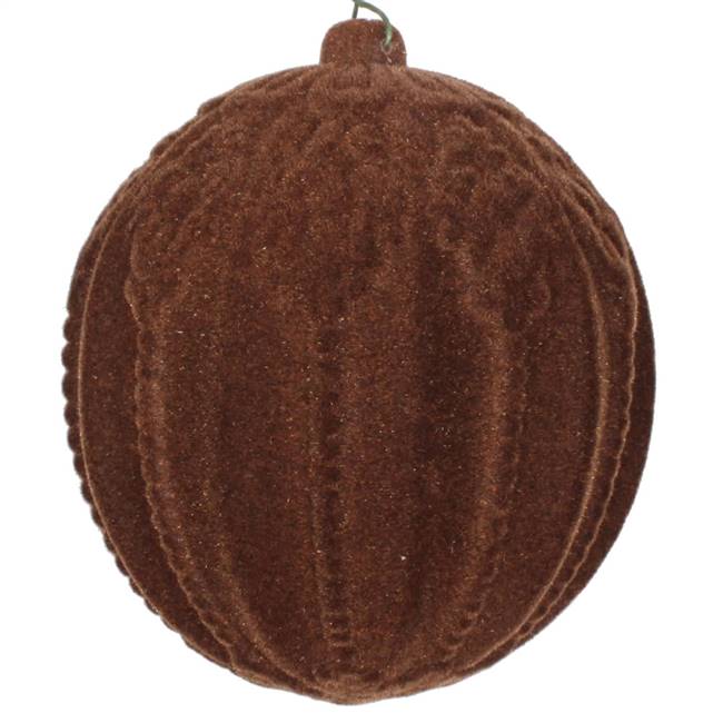 4" Chocolate Flocked Ball Ornament 3/Bag