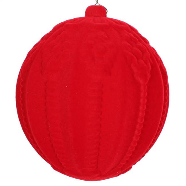 5.5" Red Flocked Ball Ornament 2/Bag