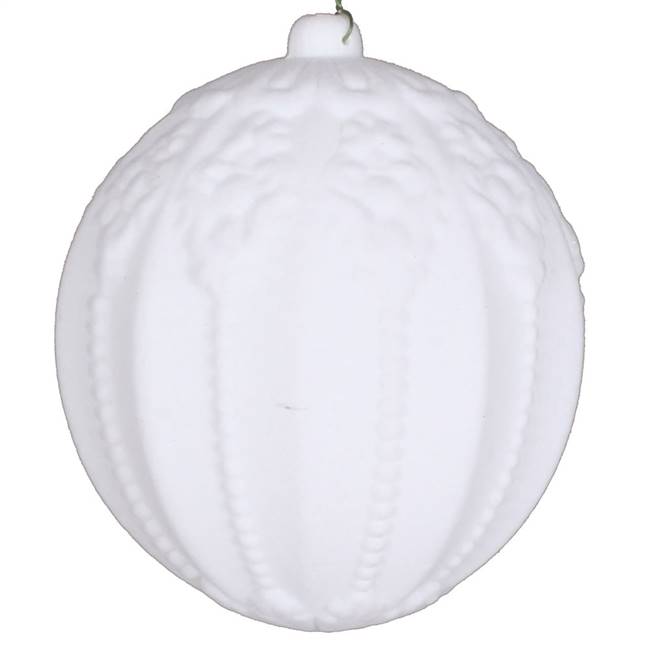 5.5" White Flocked Ball Ornament 2/Bag