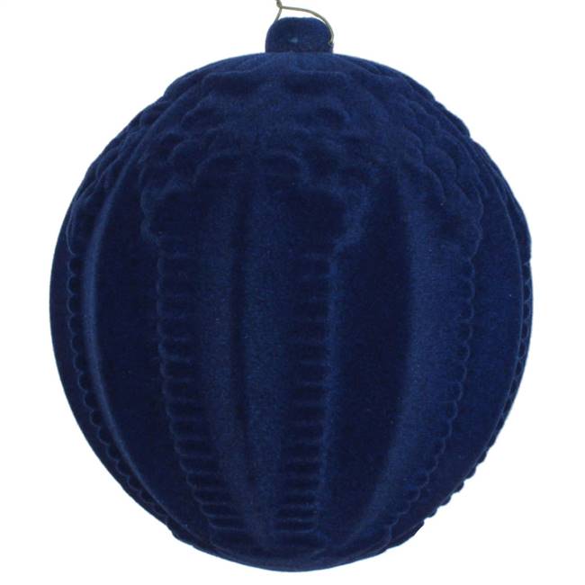 5.5" Midnight Blue Flocked Ball Orn 2/Bg