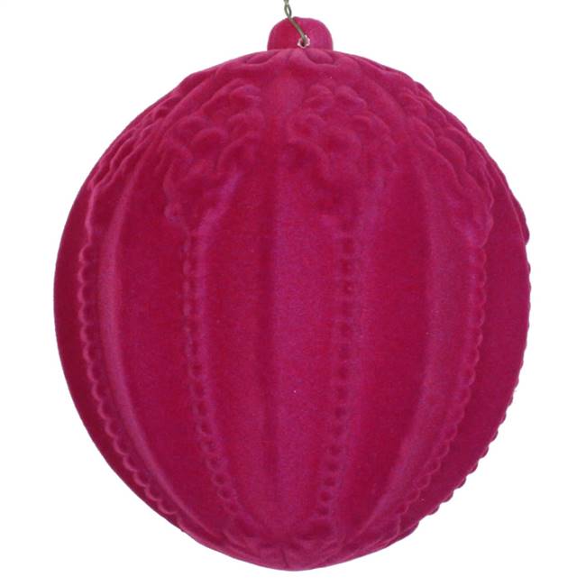 5.5" Fuchsia Flocked Ball Ornament 2/Bag