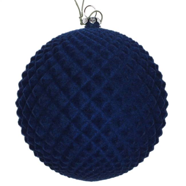 4" Midnight Blue Flocked Durian Orn 3/Bg