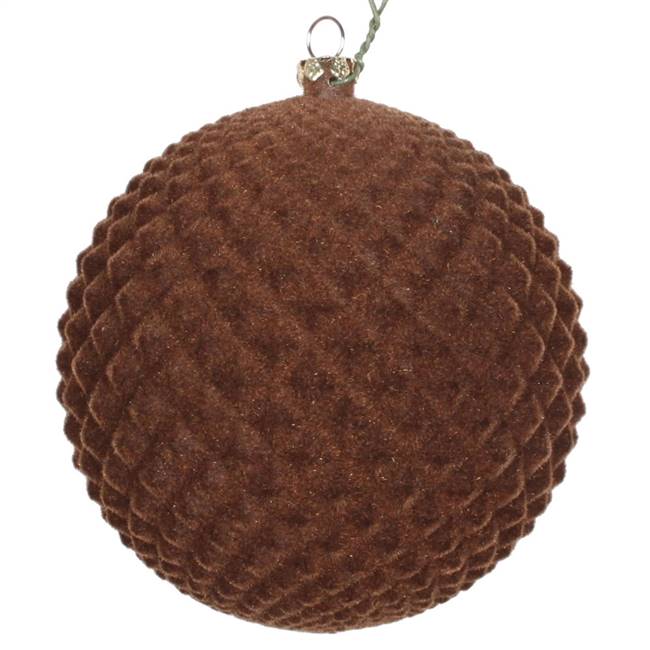 4" Chocolate Flocked Durian Orn 3/Bag