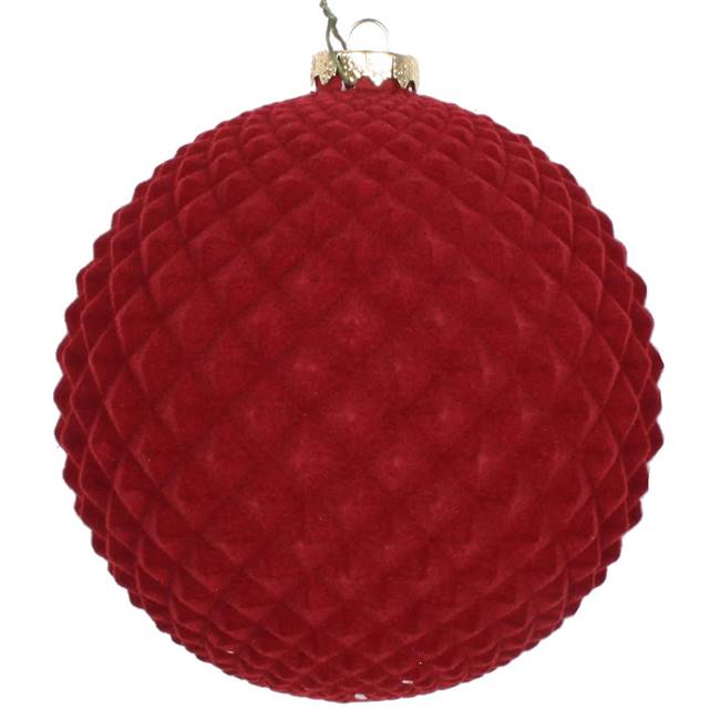 5" Burgundy Flocked Durian Ornament 2/Bg