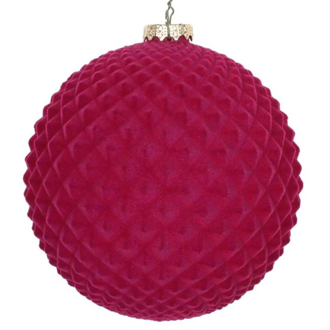 5" Fuchsia Flocked Durian Ornament 2/Bag