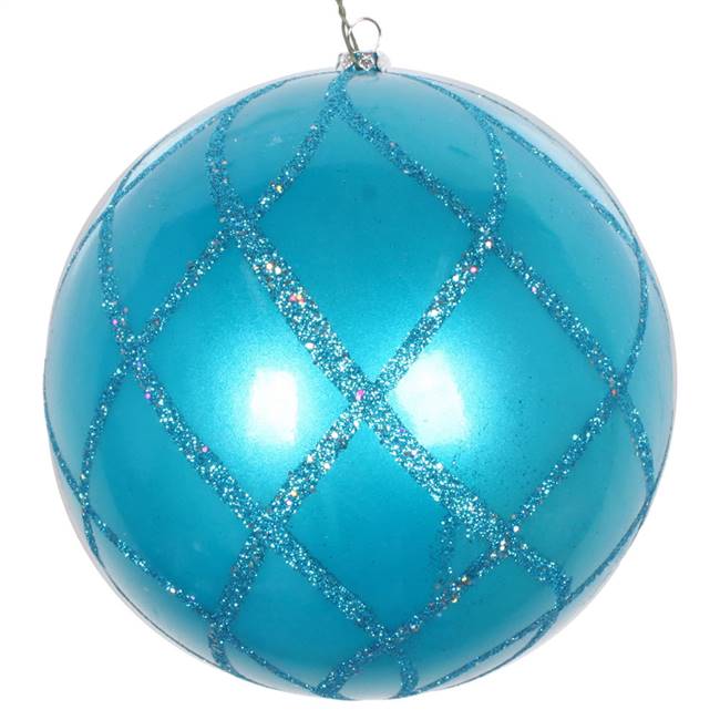 6" Turquoise Candy Glitter Net Orn 2/Bag