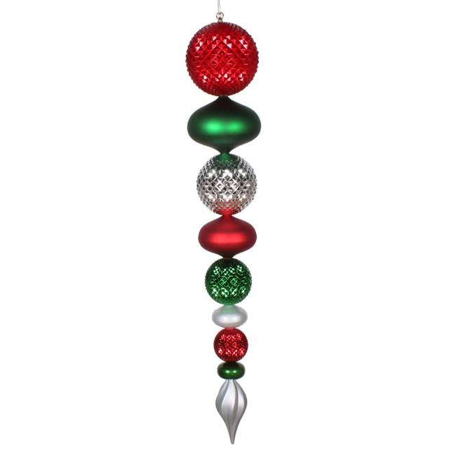45" Red Silver Green Durian Finial Orn