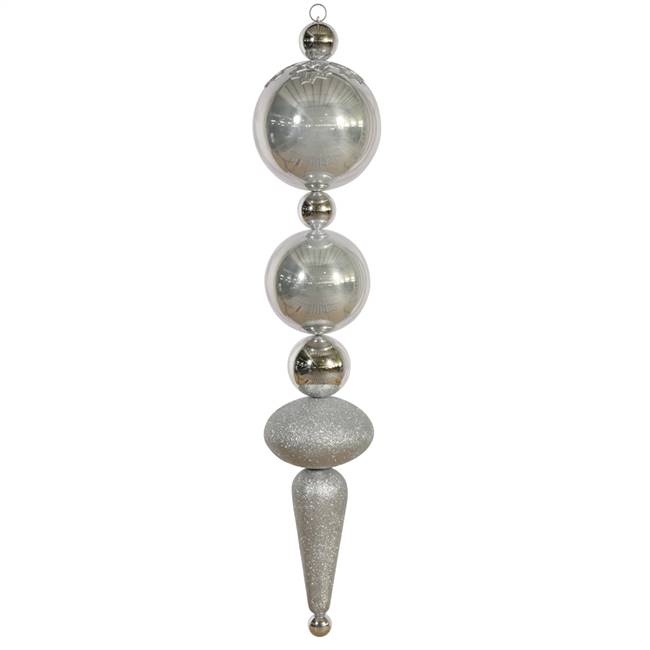 55" Silver 3 Finish Finial Drop