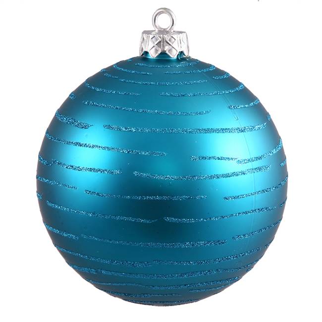 4.75" Turquoise Ball w/Glitter Asst 2/Bg