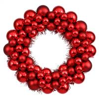 12" Red Colored Ball Wreath