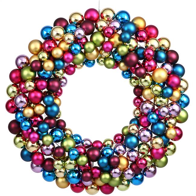 22" Multi Colored Ball Wreath