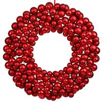 22" Red Colored Ball Wreath