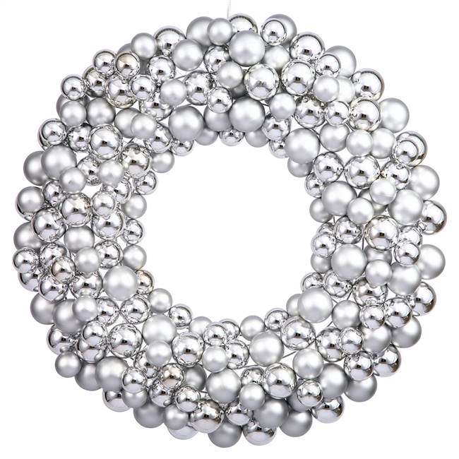 36" Silver Colored Ball Wreath