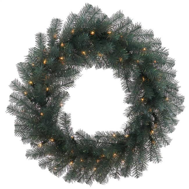 36" Blue Crystal Pine Wreath 100LED WmWh