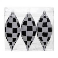 4.7" Black-White Check Glitter Drop 3/B