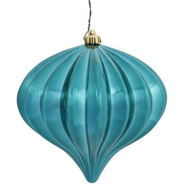 5.7" Teal Shiny Onion UV Drilled 3/Bag