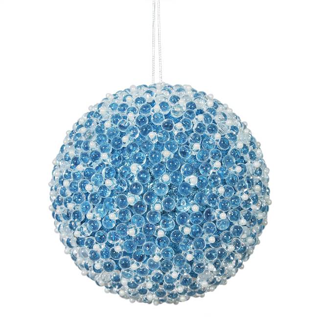 4" Turquoise Acrylic Beaded Ball 4/Bx