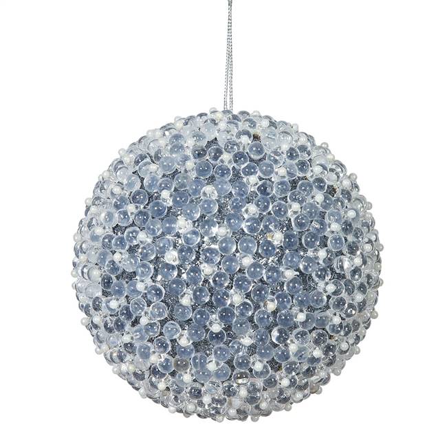 4" Pewter Acrylic Beaded Ball 4/Bx