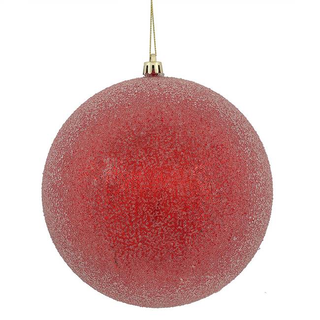 6" Red Iced Ball 3/Bx