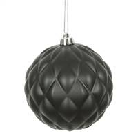 4" Black Matte Round Pine Cone 6/Bg