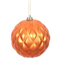 4" Burn Ornge Matte Round Pine Cone 6/Bg