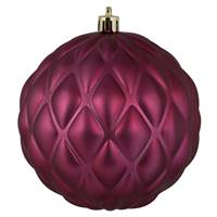 4" Berry Red Matte Round Pine Cone 6/Bg