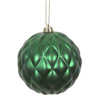 4" Emerald Matte Round Pine Cone 6/Bg