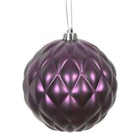 4" Plum Matte Round Pine Cone 6/Bg