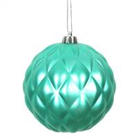 4" Teal Matte Round Pine Cone 6/Bg